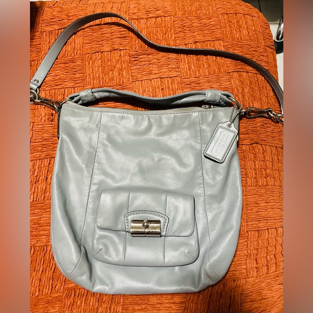 Coach Kristin Elegant Gray Leather Shoulder Bag